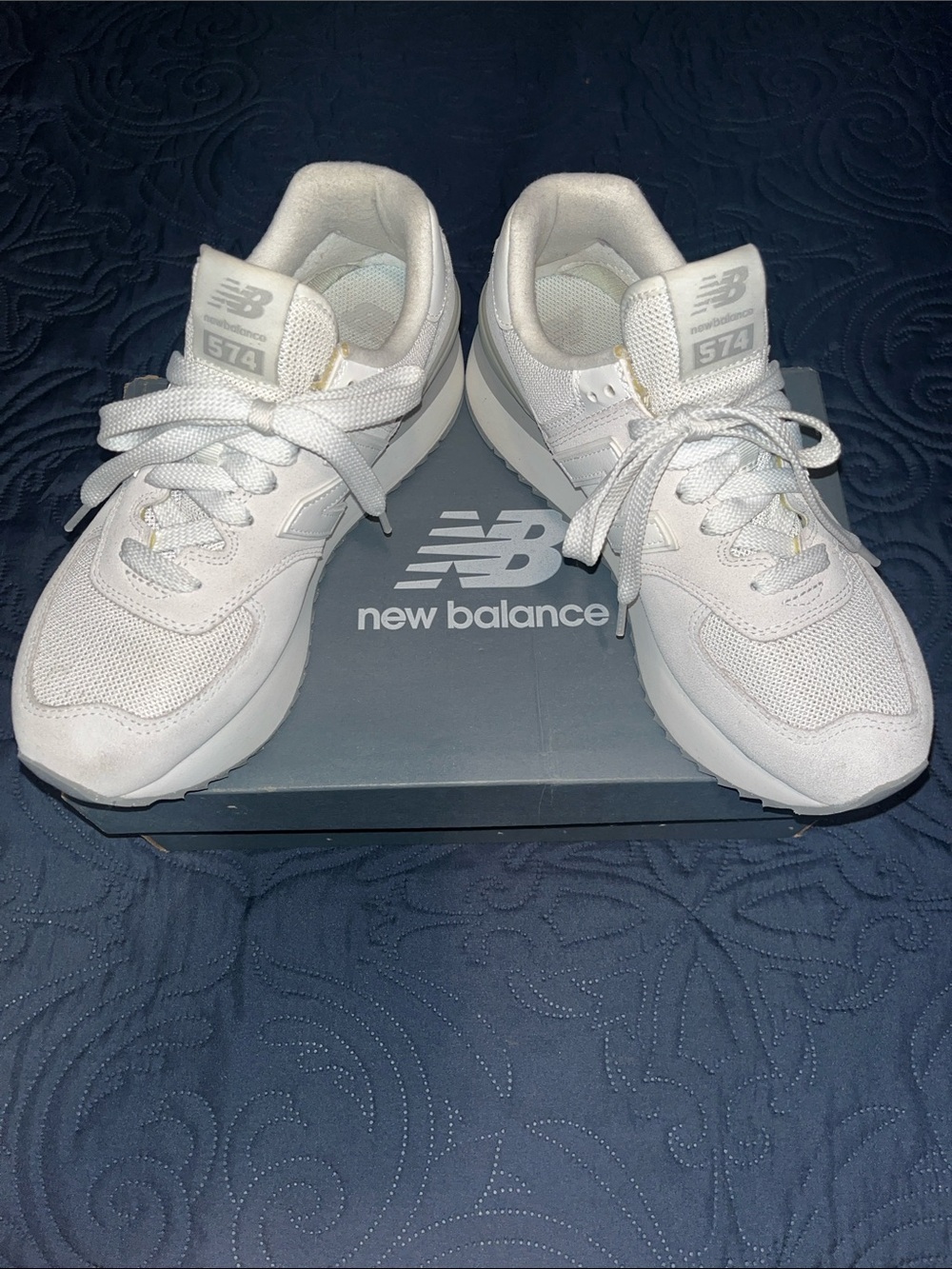 New Balance GREY OFF White Mesh & Suede Sneakers